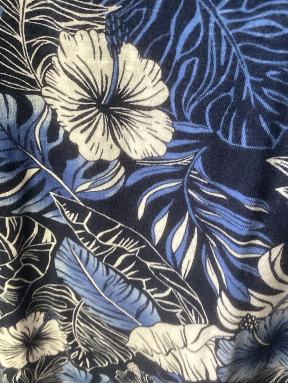 Blue & White Tropical Floral Print Dress